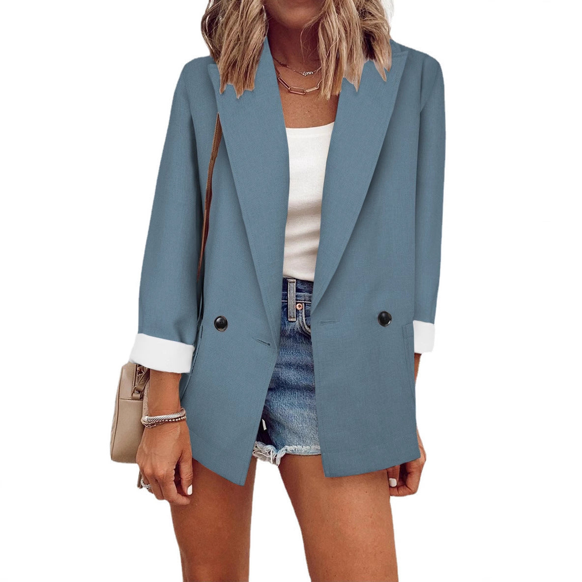 Dame afslappet oversized blazer med to knapper og dybe lommer Stilla