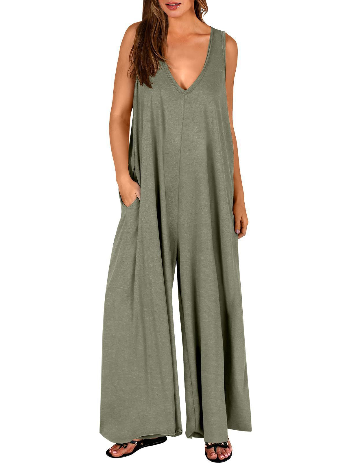 Dame Luftigt Jumpsuit med dyb V-hals og sidelommer Stilla