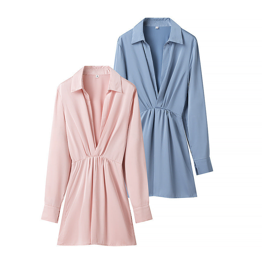 Dame elegant blusedragt med dyb V-udskæring og raffineret taljering Stilla