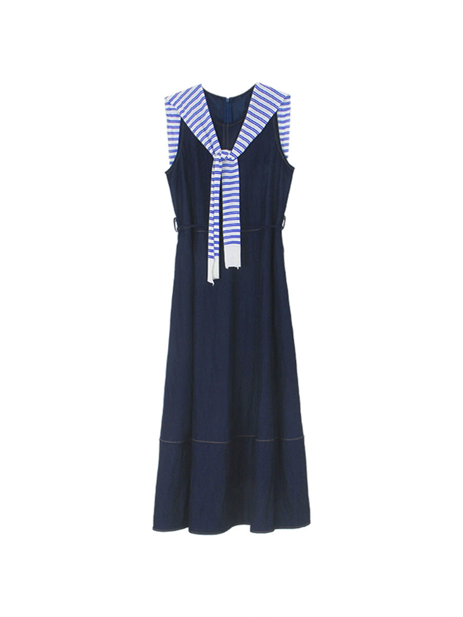 Dame afslappet maxikjole med flæse detaljer og elastisk talje Stilla