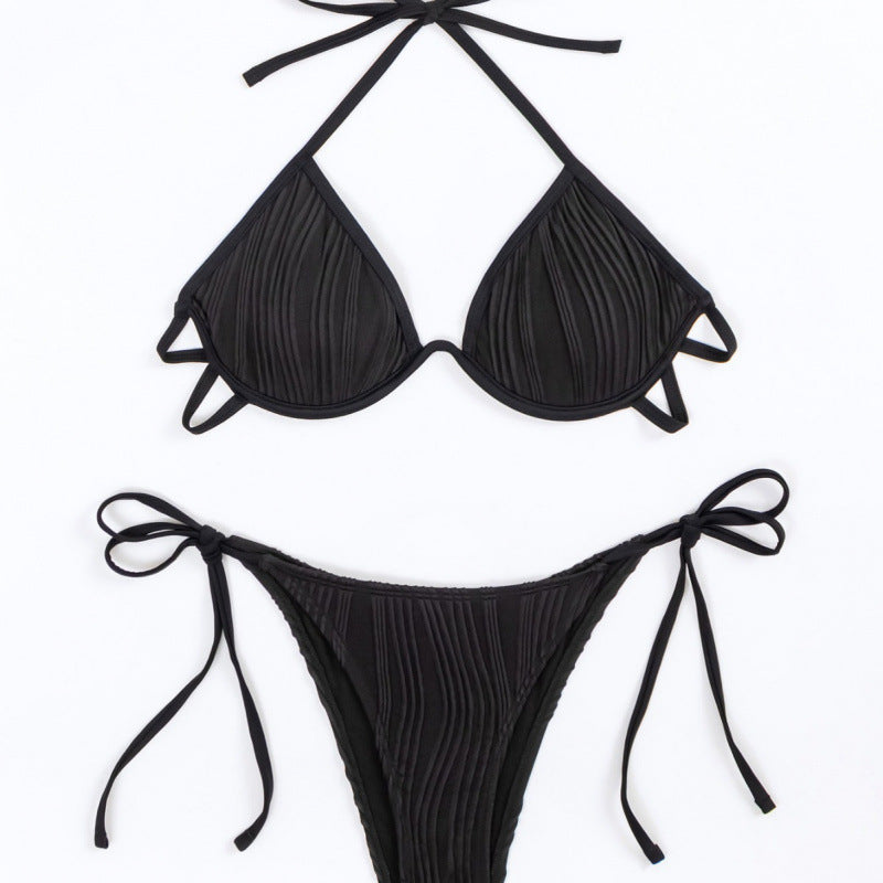 Damer Triangel-Bikini med flæsedetaljer og justerbare sidebånd Stilla