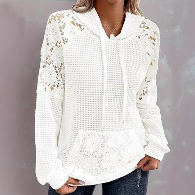 Dame afslappet hoodie med spids accenter Stilla