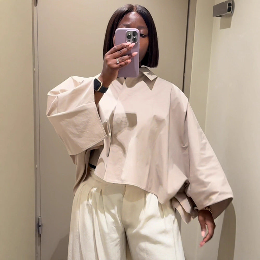 Dame Cropped Bluse med voluminøse ærmer Stilla