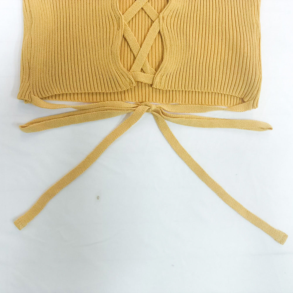 Dame cropped top med raffinerede bindebånd Stilla