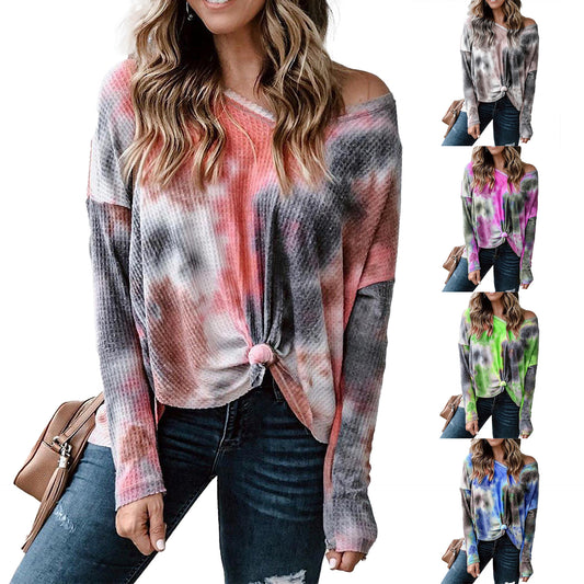 Dame afslappet knap-top med sideknude Stilla