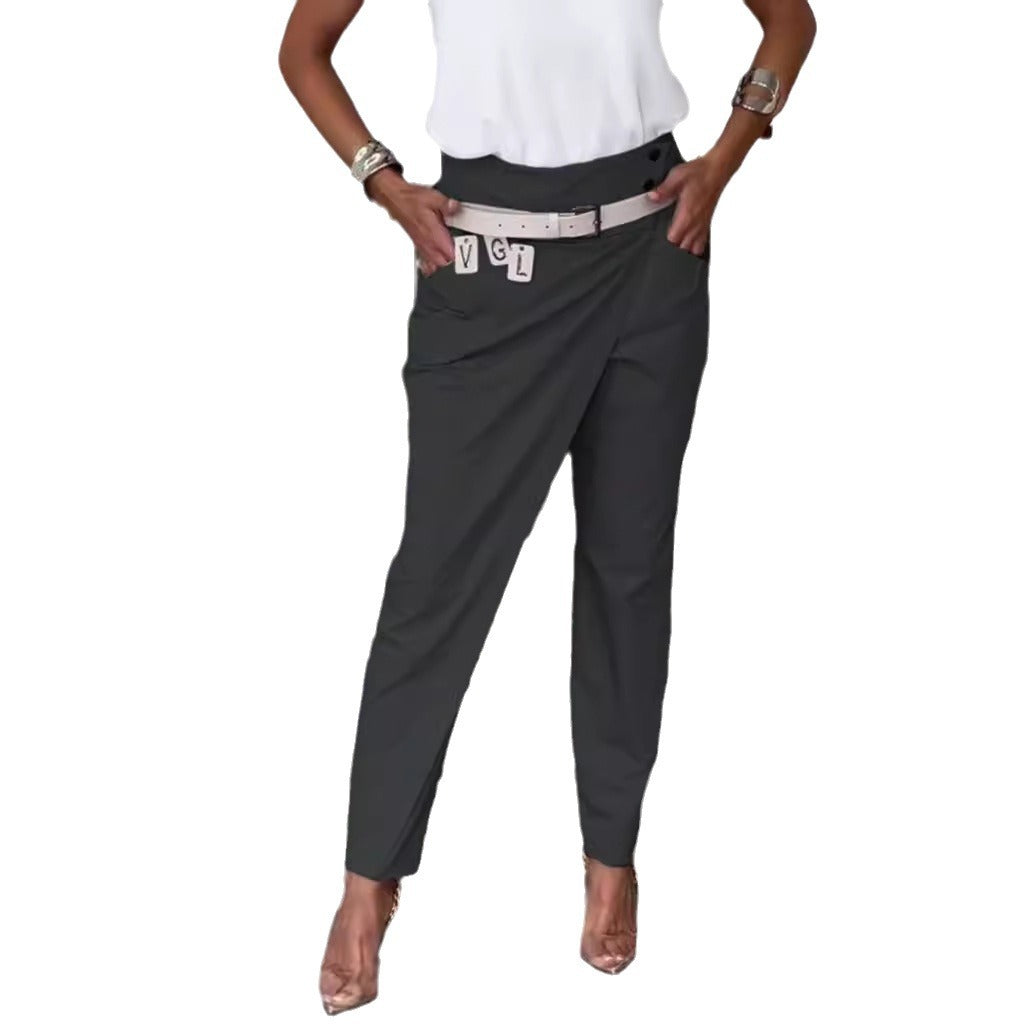 Dame Elegant Højvandsbukser med raffineret Drapering og side Sprække Stilla