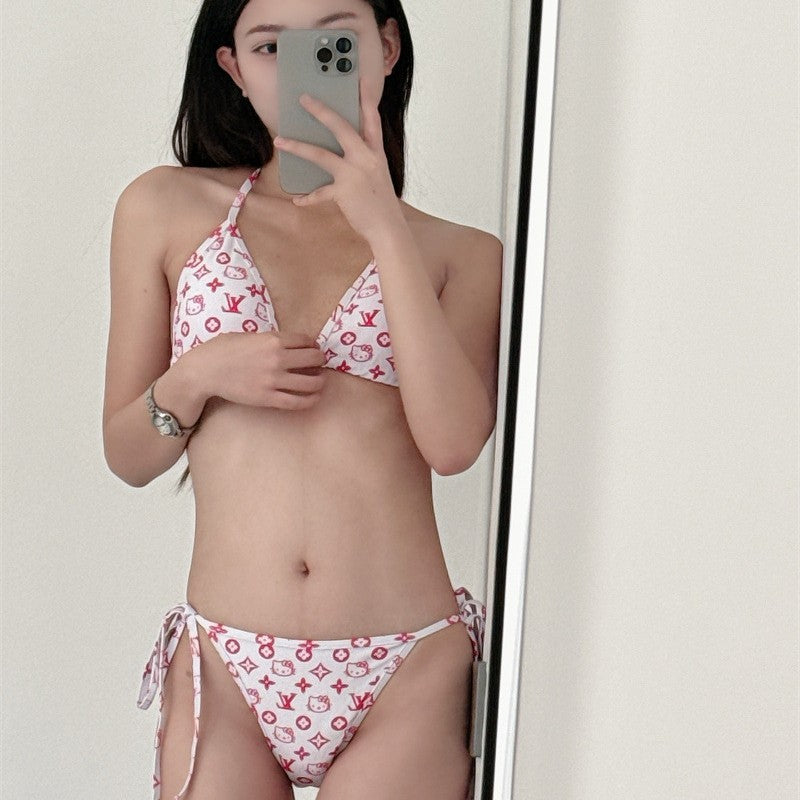 Dame Designer Tryk Trekant Bikini Sæt Stilla