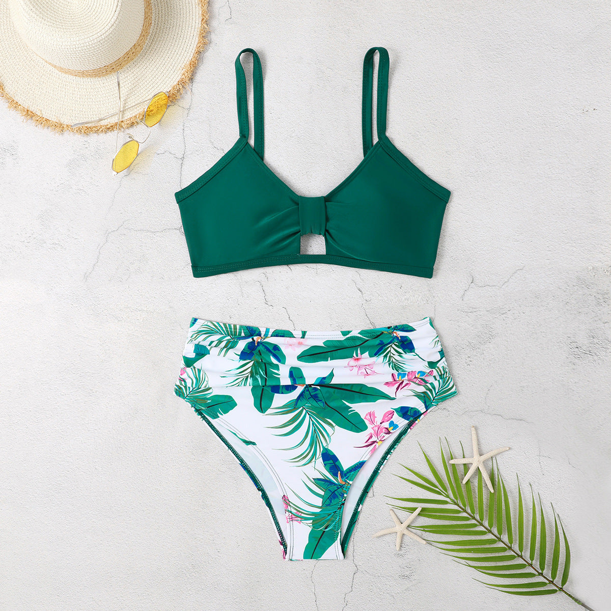 Dame Dækkende Bikini-Sæt med botanisk mønster Stilla