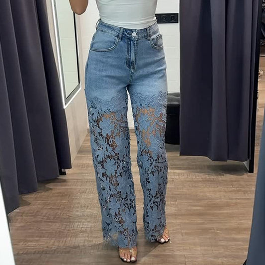 Dame jeans med blomster-spids dekoration Stilla