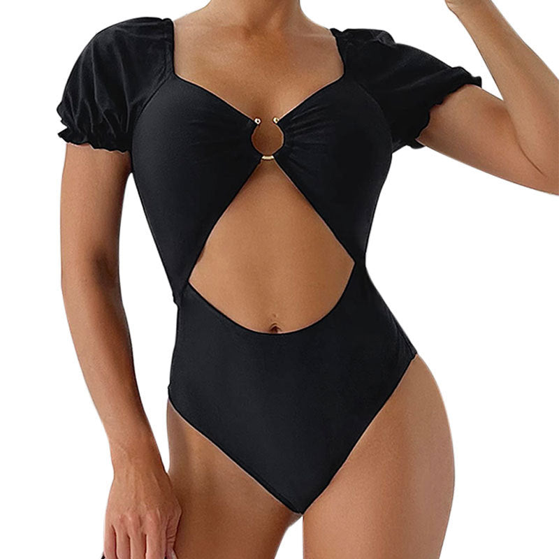 Dame Cut-Out Puff Sleeve Éntedelt Badedragt Stilla