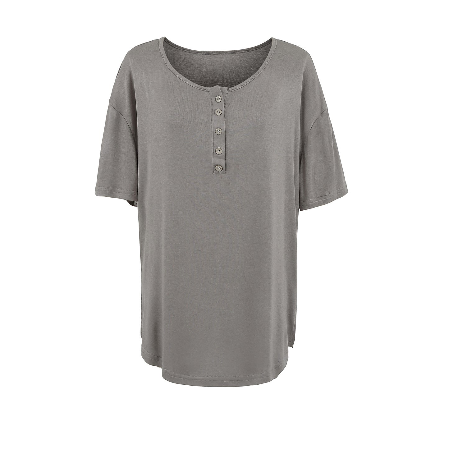 Dame afslappet kortærmet top med knapliste og behagelig bærekomfort Stilla