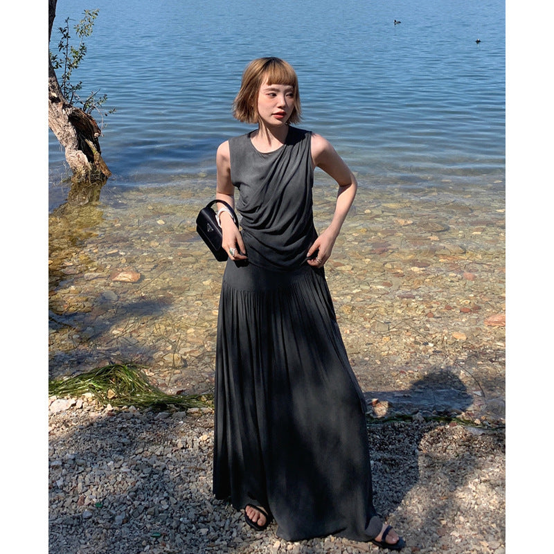 Dame Maxi-Jumpsuit med elegant drapering og bred silhuet Stilla