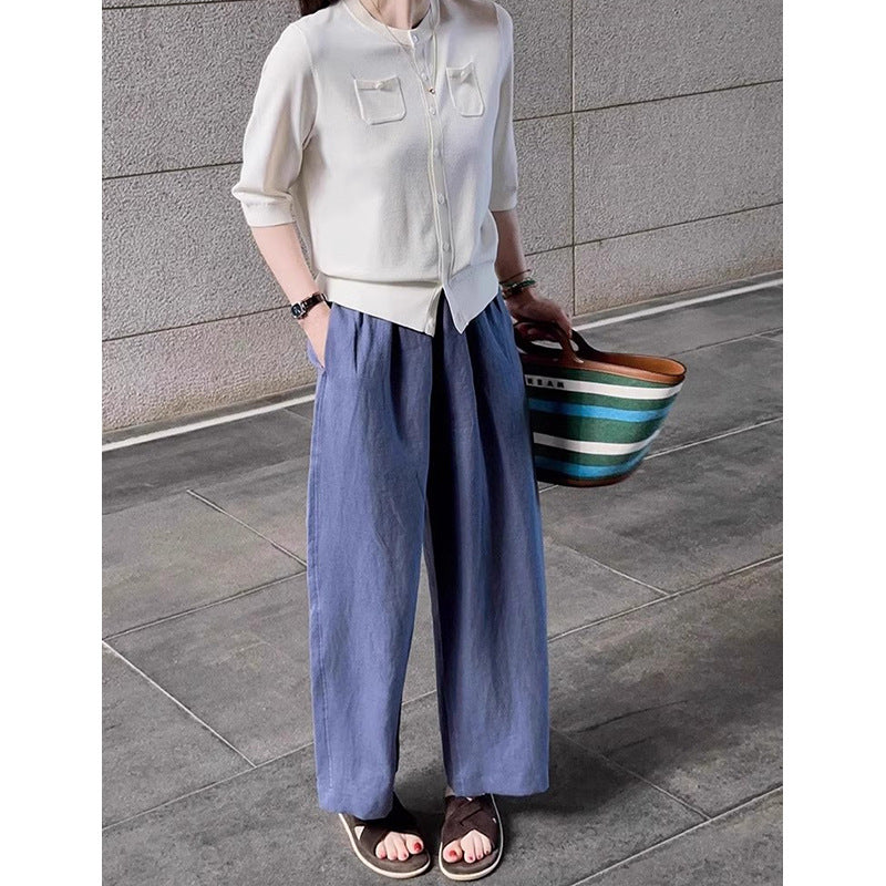 Dame elegant bluse med knapdetaljer og lommer Stilla