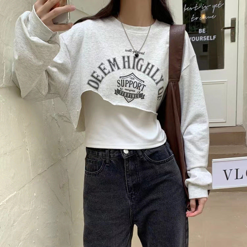 Dame Cropped Graphic Sweatshirt med legende slogan Stilla