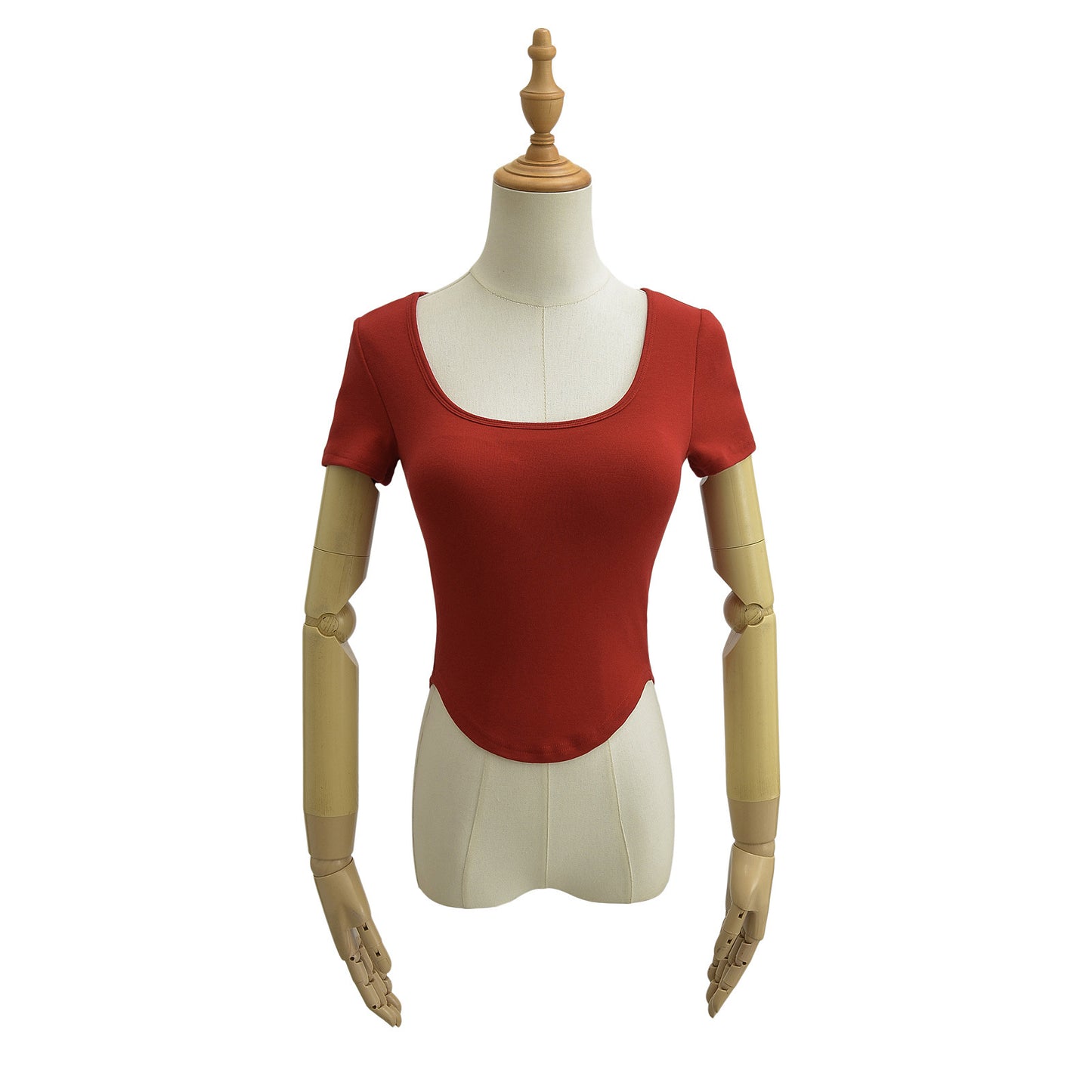 Dame elastisk rundhalset kortærmet skjorte med tætsiddende snit og blød bærekomfort Stilla