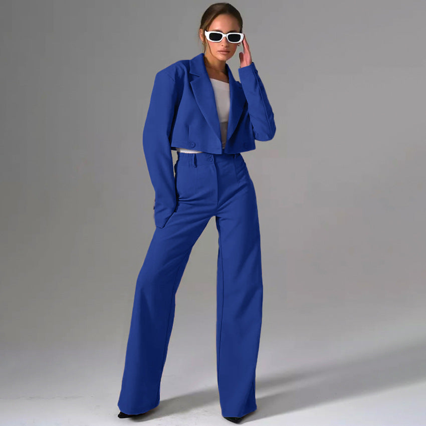 Dame Cropped Blazer i moderne stil med elegante vide bukser Stilla