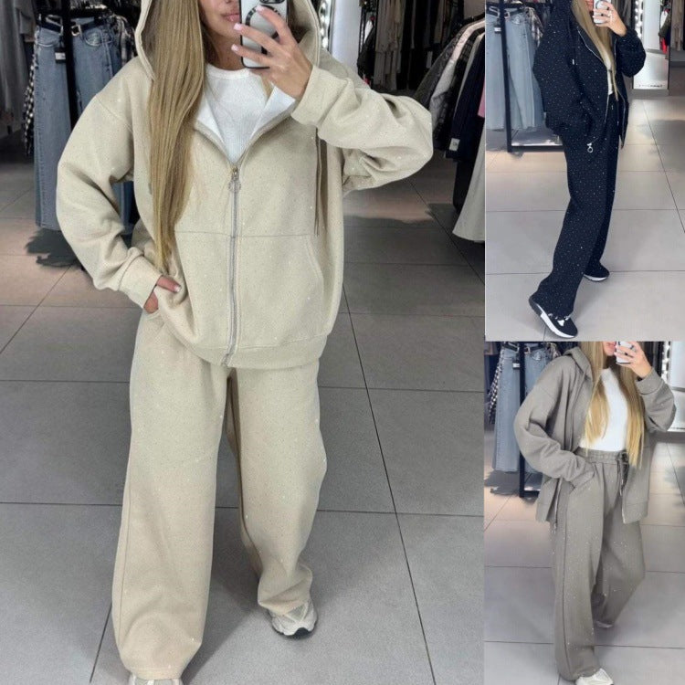 Dame afslappet sportjakke med hætte og moderne polka-dot design Stilla