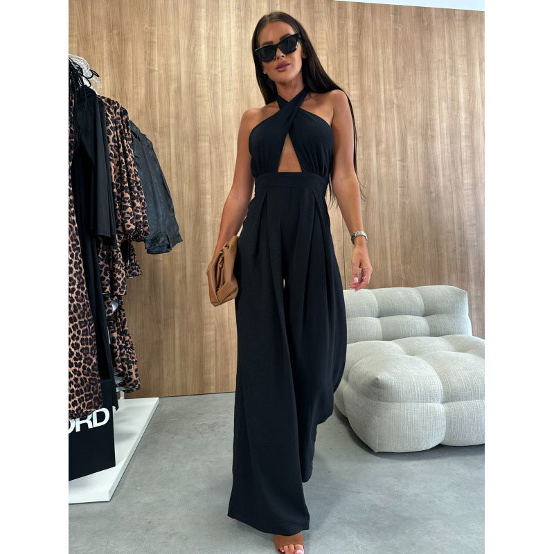 Dame Halterneck Bredben Jumpsuit Stilla