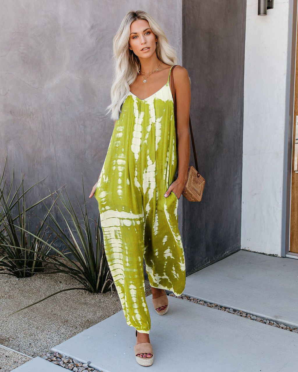 Dame Elegant Jumpsuit med Spaghetti-stropper og vide ben Stilla