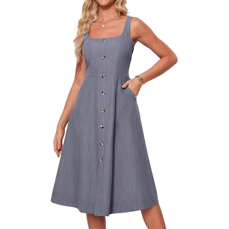 Dame A-linje Knaplukning Sommerkjole Stilla