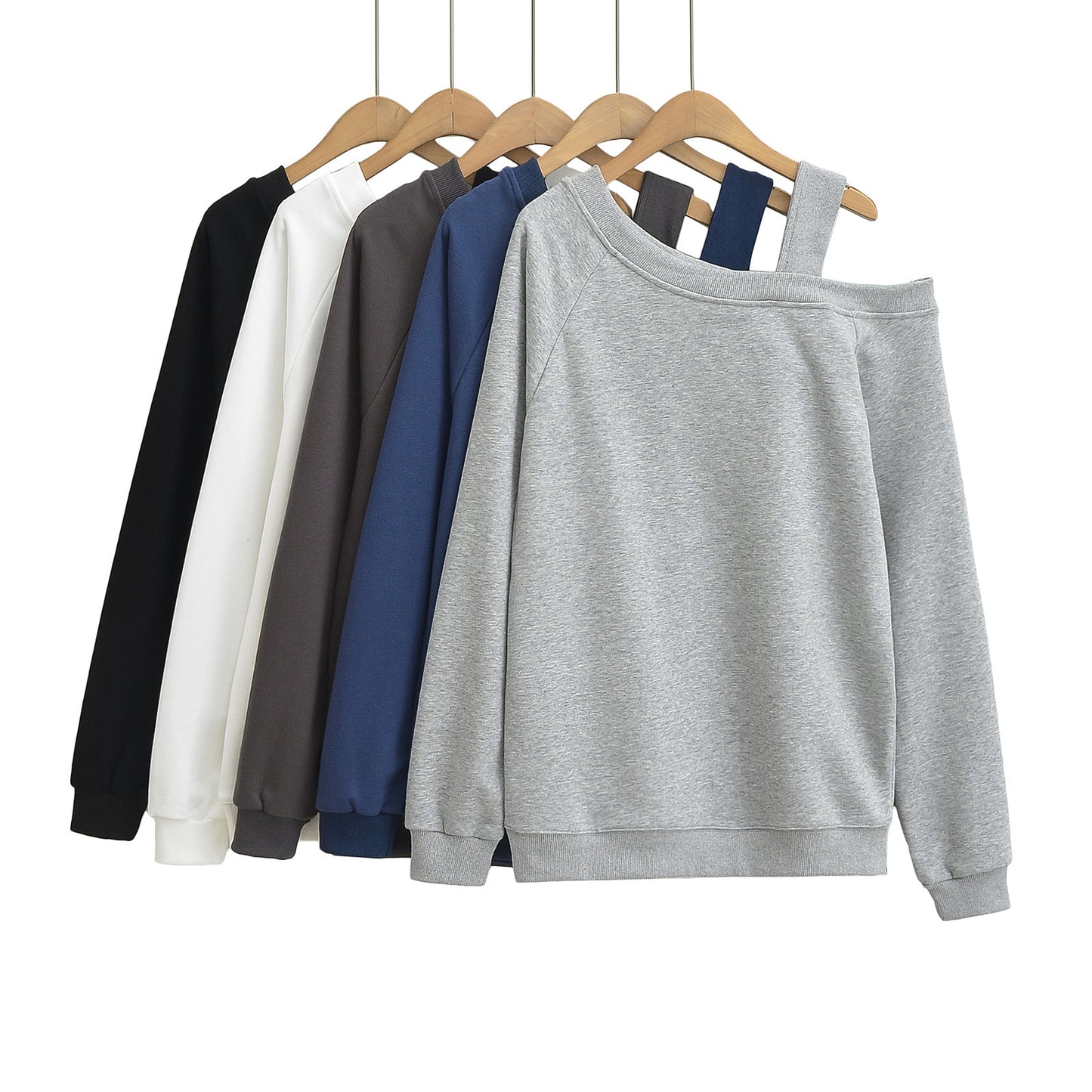 Dame afslappet Off-Shoulder Pullover med elastisk linning og fashionable detaljer Stilla