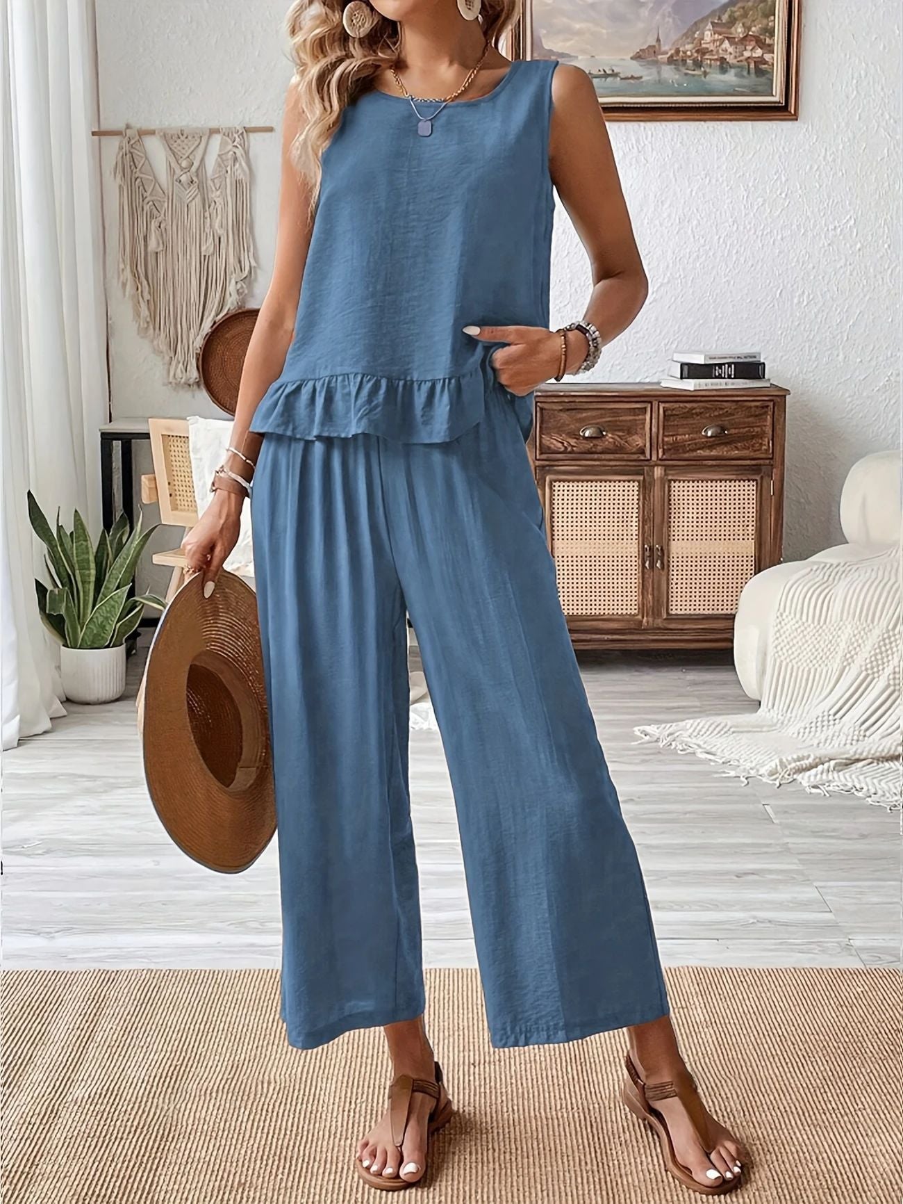 Damer luftig jumpsuit med flæse Stilla