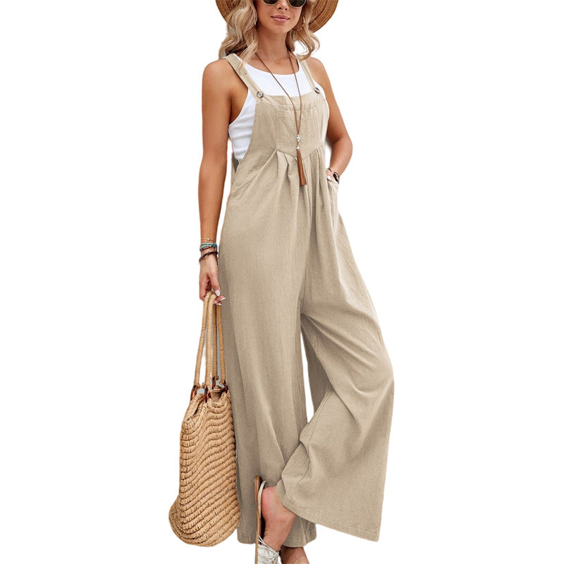 Dame Wide Jumpsuit med lommer og justerbare stropper Stilla