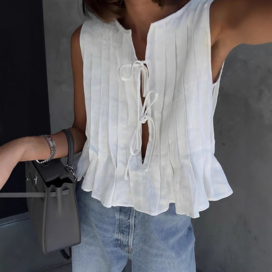 Dame afslappet bluse med smart rynke-design Stilla