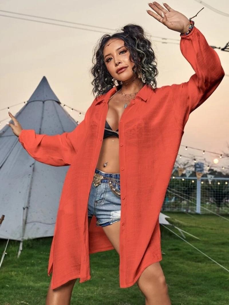 Dame afslappet skjortekjole Stilla