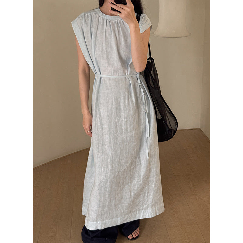 Dame afslappet maxikjole med elastisk taljebånd og justerbart bælte Stilla