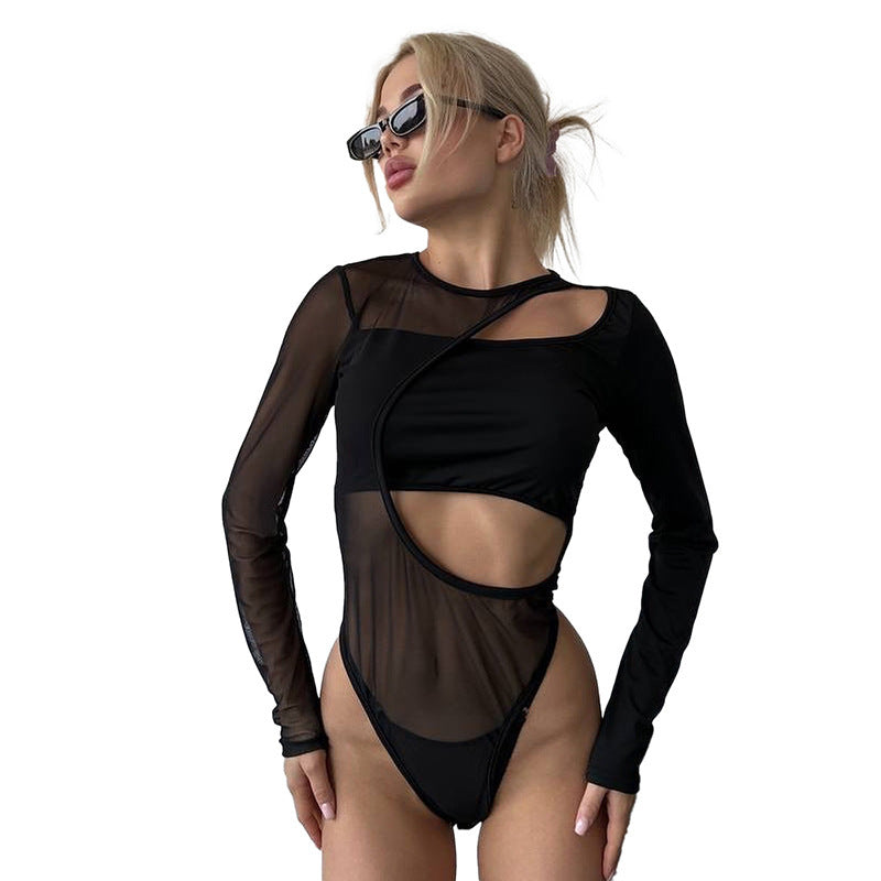 Dame Gennemsigtig Bodysuit med asymmetrisk Snit Stilla