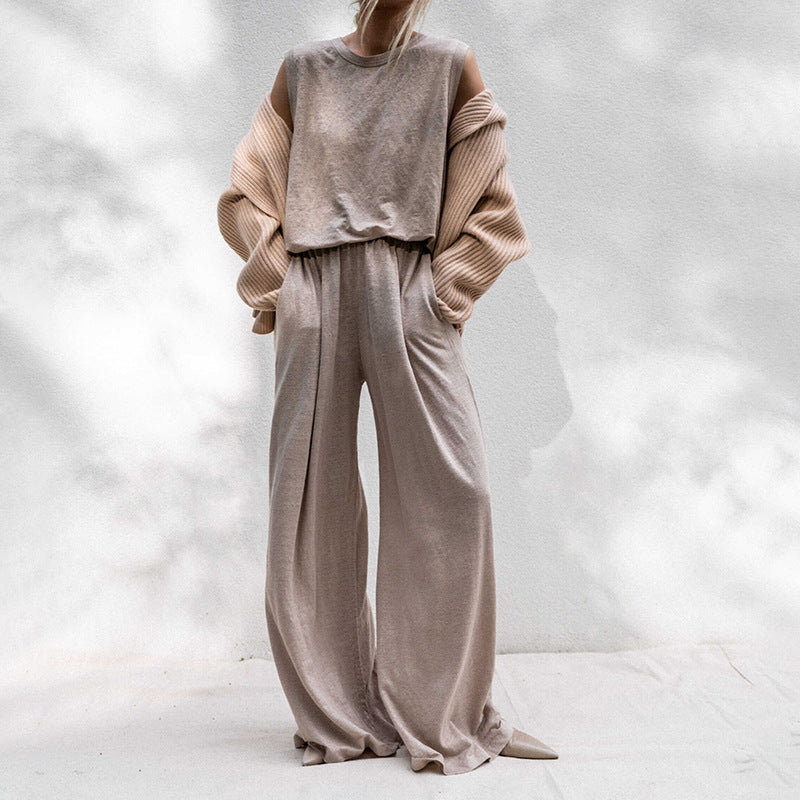 Dame Elegant fritids-sæt med løs pasform og ærmeløs top Stilla