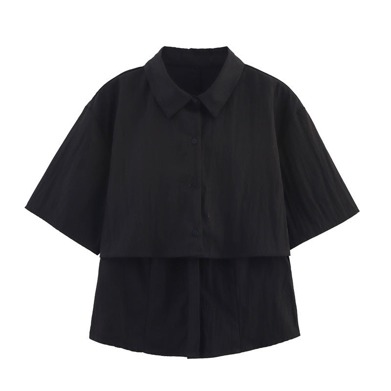 Dame afslappet kortærmet skjorte med dropped shoulders Stilla