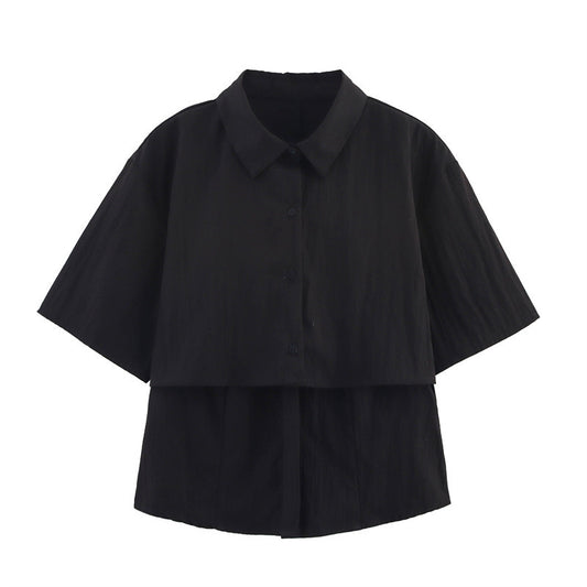 Dame afslappet kortærmet skjorte med dropped shoulders Stilla