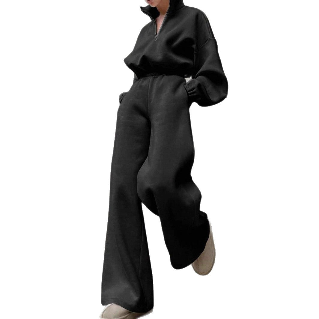 Dame afslappet og moderne sweatshirt med kort ståkrave og lynlås Stilla