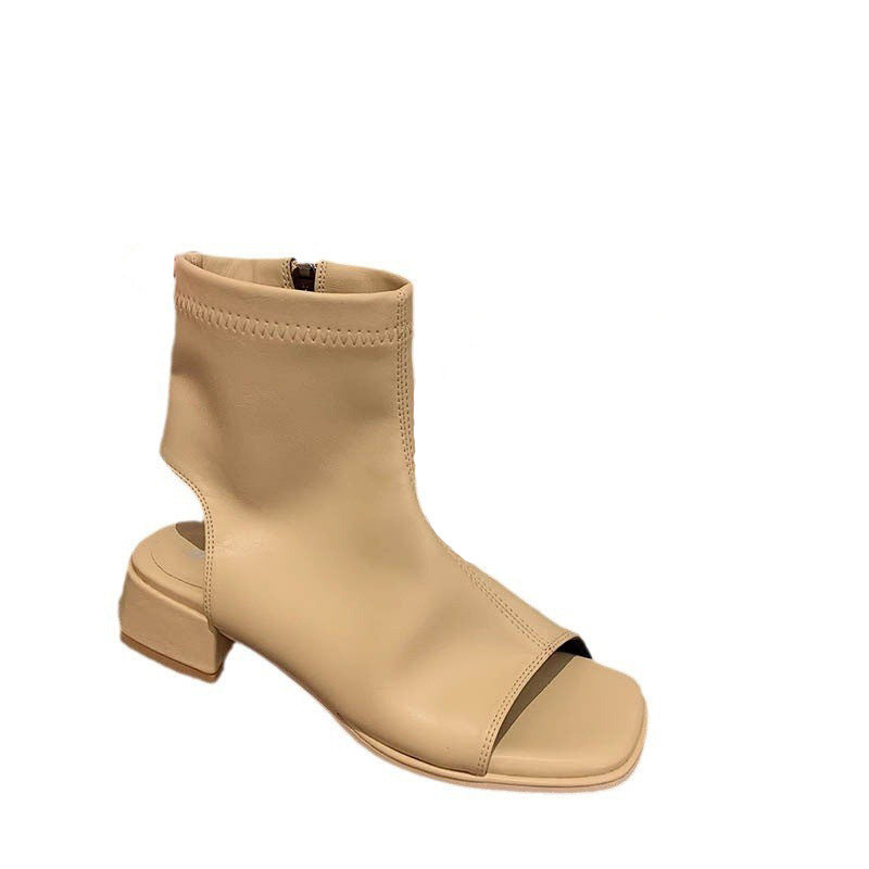 Dame åbne ankelstøvler med blokhæl Stilla