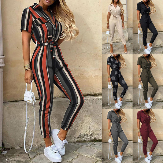 Dame Elegant Jumpsuit med knapdetaljer og taljerbar snit Stilla