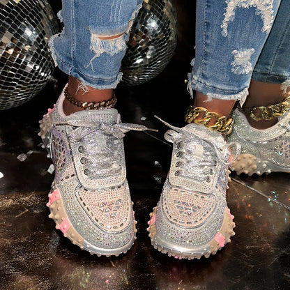 Dame Krystalbesatte Sneakers Stilla