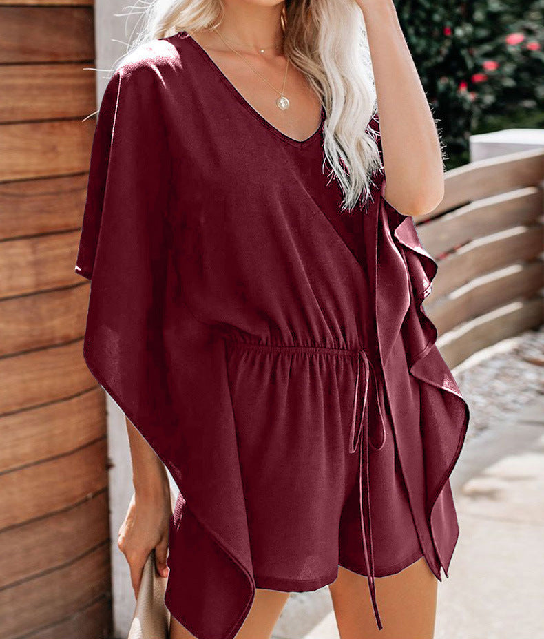 Dame luftigt Kaftan-kjole med elastisk talje Stilla