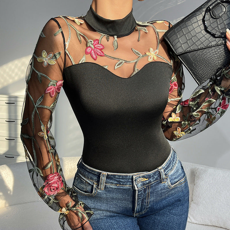 Dame Elegant Body med specialiseret blomst- og netdesign Stilla