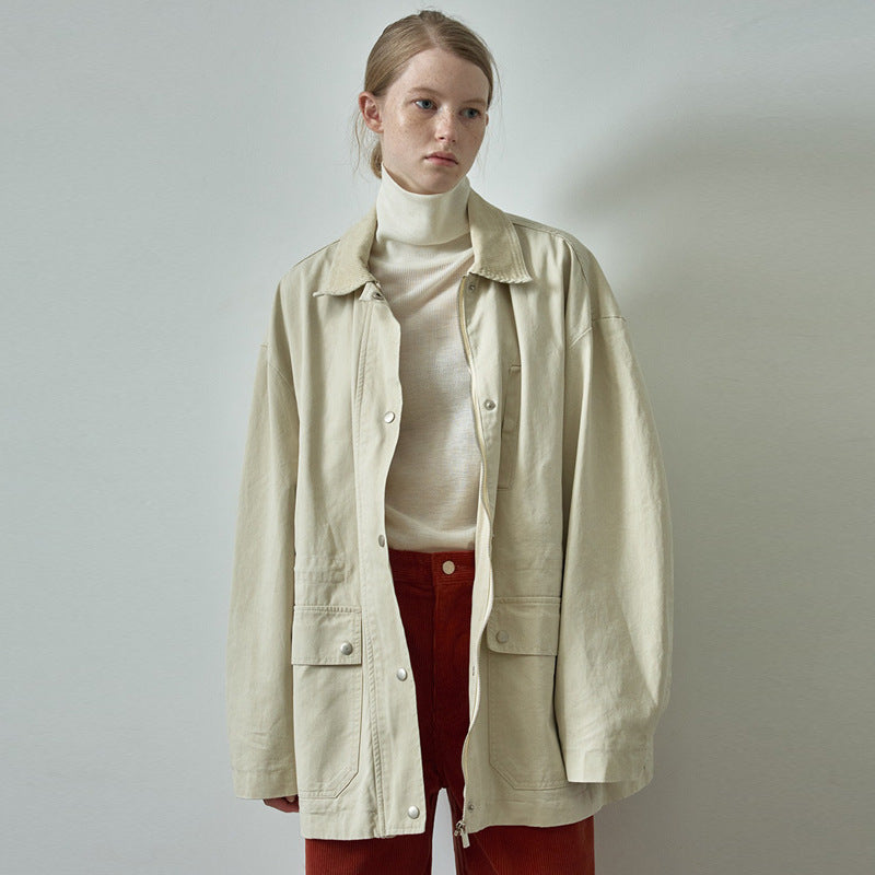 Dame afslappet oversized jakke med lommer Stilla