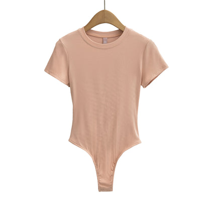 Dame figurnær Bodysuit i høj kvalitet rib-stof med kort ærme Stilla