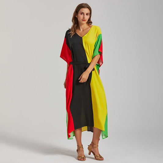 Dame Diverse farverige Kaftanrobe med bindebælte Stilla