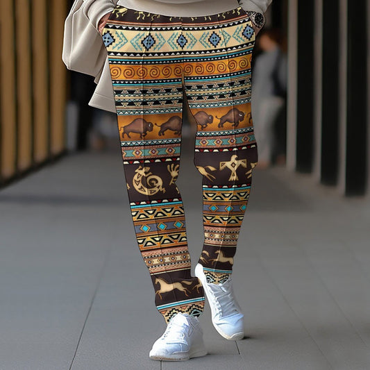 Dame leggings med tribal-inspireret mønster og elastisk talje Stilla