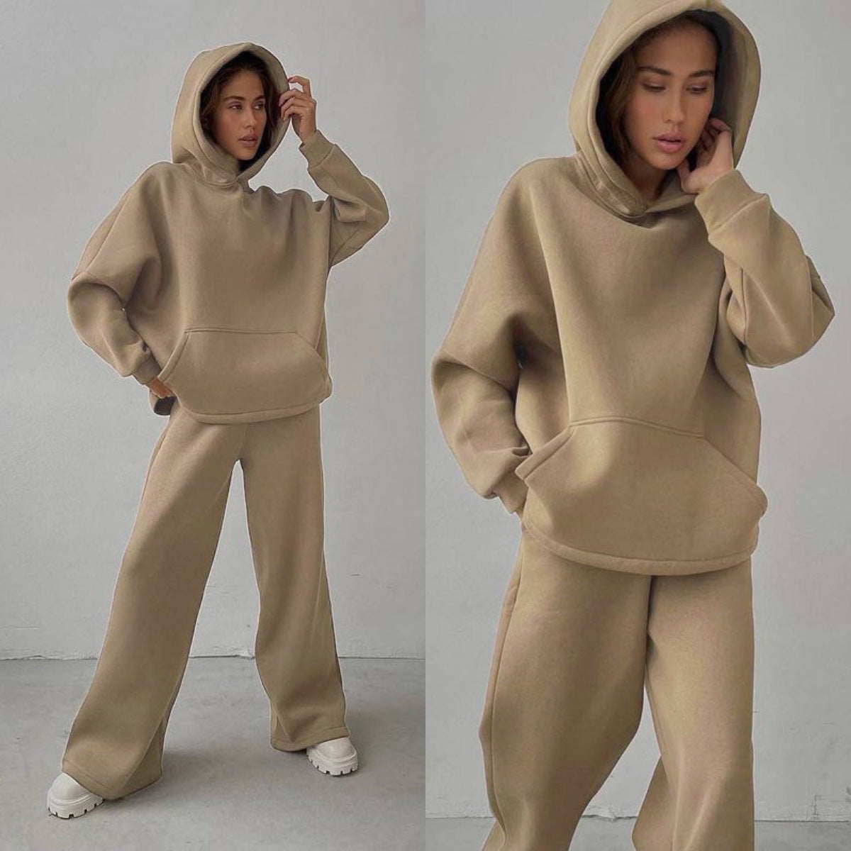 Dame afslappet og oversized hoodie sæt med løst skårne bukser Stilla