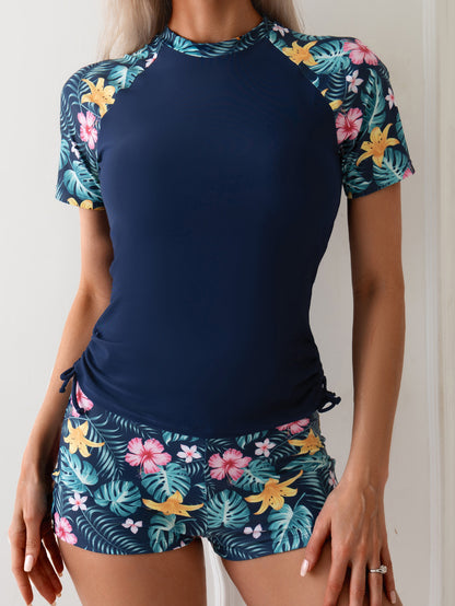 Dame UV-beskyttelse badetøj sæt med blomsterdesign og sporty pasform Stilla