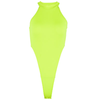 Dame Halter-Bodysuit med sidelæns cut-outs og struktureret stof Stilla