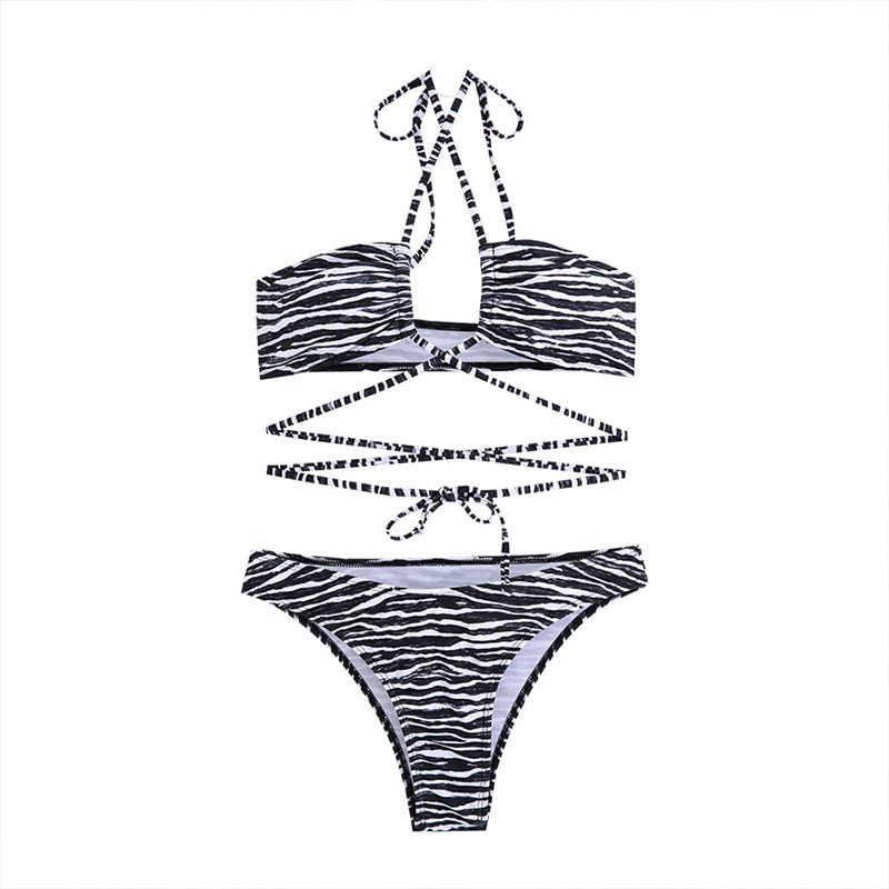 Dame Cut-Out Zebra Print Bikini Sæt Stilla