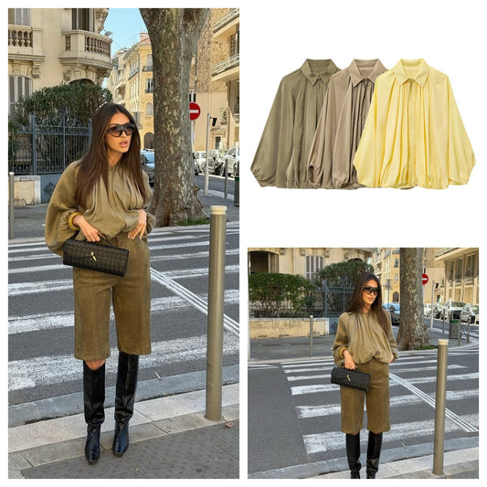 Dame elegant bluse med plisseringsdetaljer Stilla