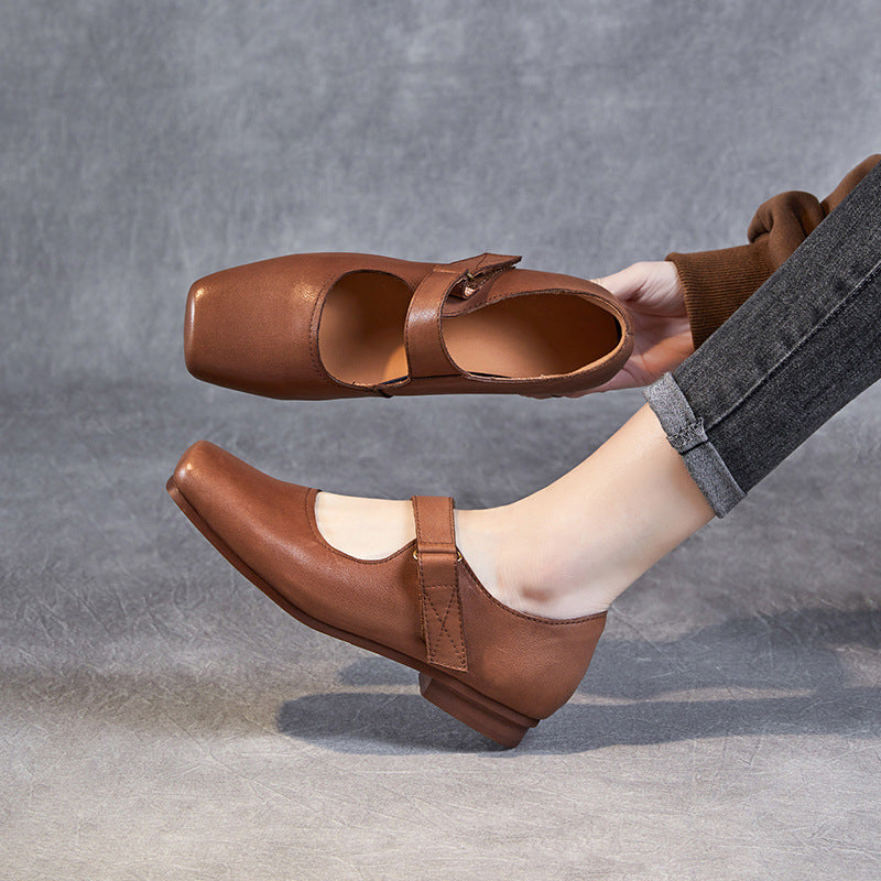 Dame Elegant Mary Jane Ballerinaer med justerbar rem Stilla